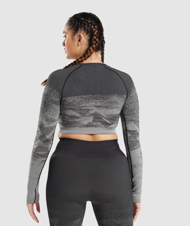 Women's Gymshark Adapt Ombre Cropped Tops Grey | NZ 5GDCYO